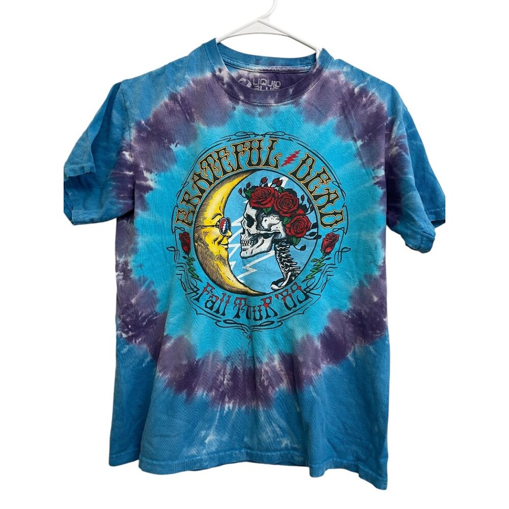 Grateful Dead liquid blue Lunar Dead Tie-Dye T-Shirt sz small